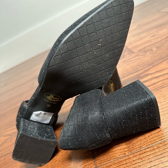 Browns Couture Delphina Black Sparkle Block Heel Shoe - Picture 8 of 9